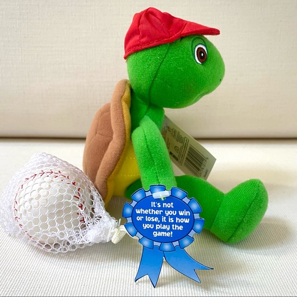 VINTAGE EDEN FRANKLIN THE TURTLE PLAYS BASEBALL PLUSH STUFFED TOY 8.5” NWT - Picture 8 of 16